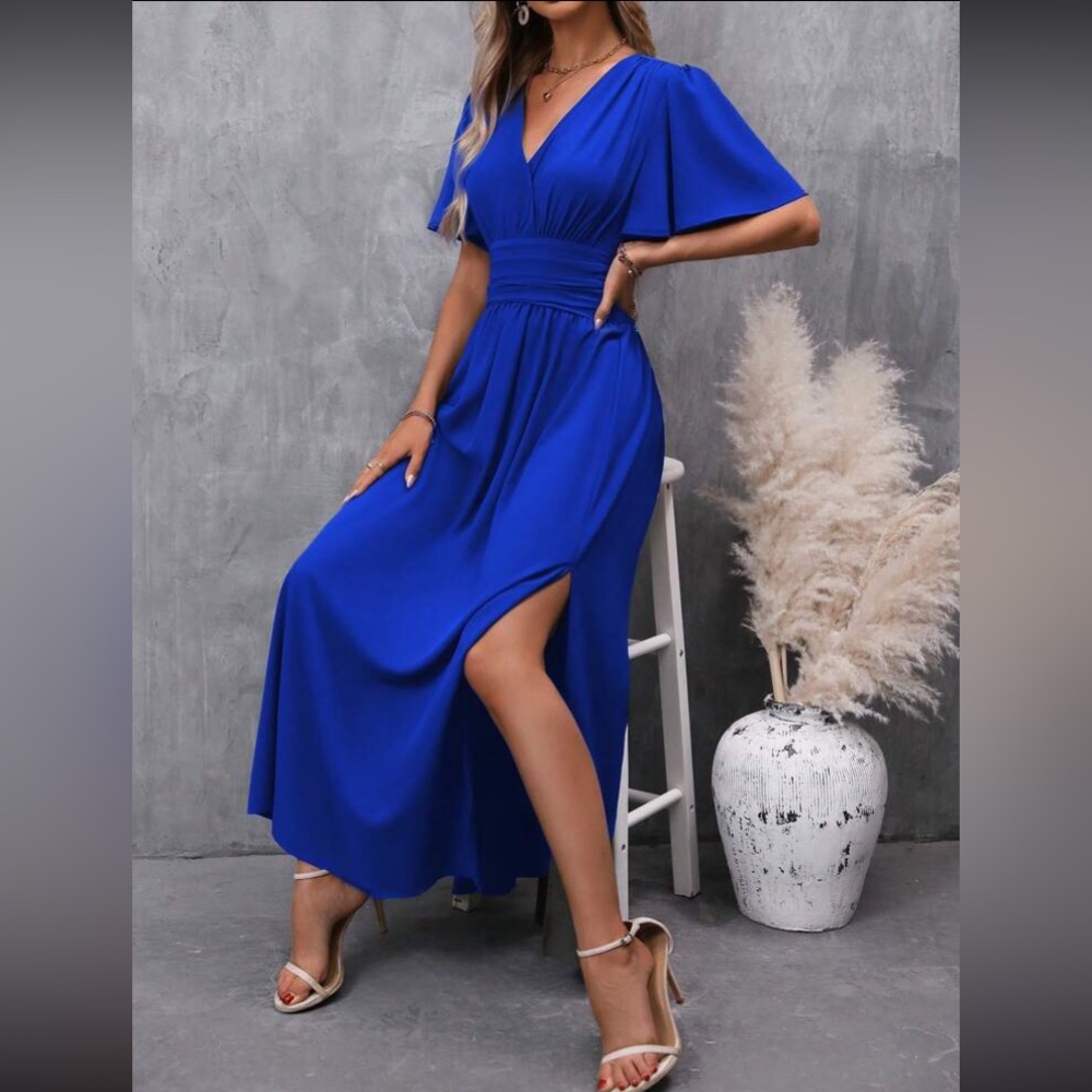 Boho butterfly sleeve slit thigh maxi dress - Picture 5 of 14